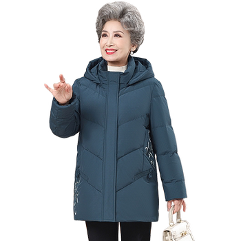 
Yalu style embroidered hem grandma down jacket