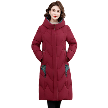 Yalu long retro printed mother-style down jacket
