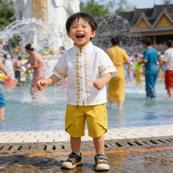 Dai Ethnic Clothing for Boys, Xishuangbanna Outfits for Children, Stylish Baby Boys' Clothing for Yunnan Water Splashing Festival, Dai Costumes for Boys