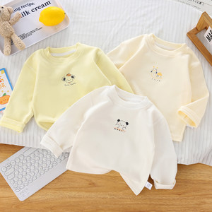 
Baby base shirt spring and autumn pure cotton type A men and women children long-sleeved T-shirt white inner baby long-sleeved top