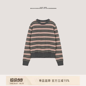 
[Jacquard Sweater] MIU vintage Fair Isle wool cashmere ribbed pullover sweater 54Z283252
