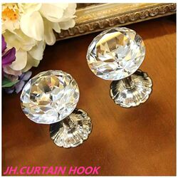Free shipping pair of European curtain hook hooks metal straight rod crystal curtain hook fixing wall hook strap accessories