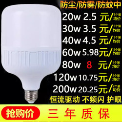 Led Light Bulb for Home Use E27 Screw Socket Energy-Saving Lamp White Light Ultra-Bright Indoor Eye Protection Flicker-Free High-Power Lighting Bulb