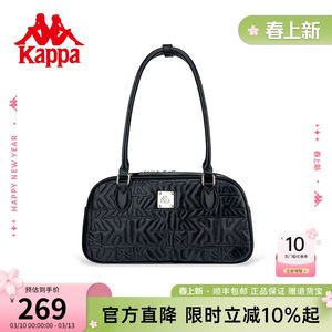 
Kappa Kappa bowling bag 2026 new trendy black new quilted shoulder bag women's commuter baguette bag