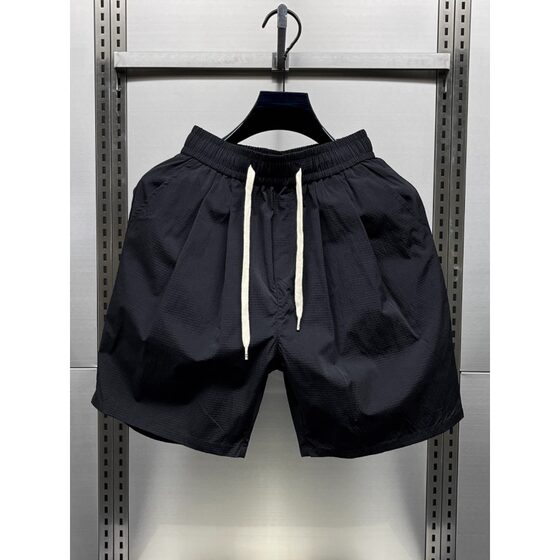 Summer 2025 New Men's Solid Color Versatile Shorts Summer Outerwear Thin Breathable Beach Trend Loose Five-Fifth Pants