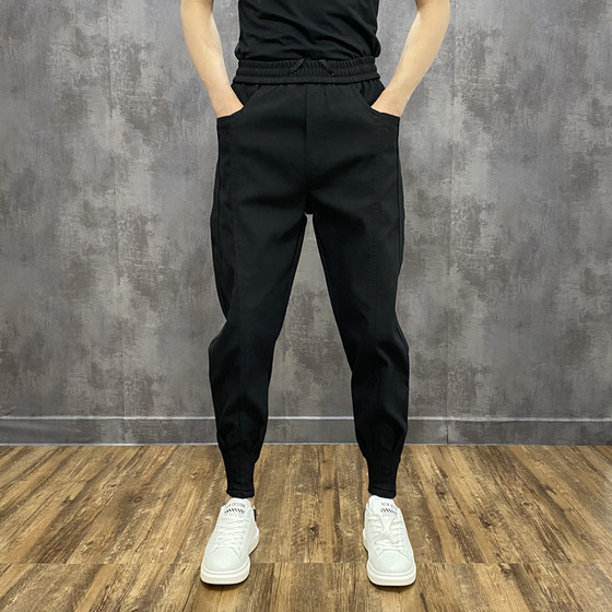 
Spring and autumn new style versatile elastic casual pants for men, handsome slim fit overalls for men with small feet, men's trendy leggings