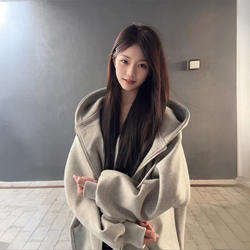 Gray Sweatshirt Jacket for Women, Spring Hooded Zip-Up Cardigan, 2026 New Style, Very Stylish, Loose Fit, Early Autumn and Winter Top