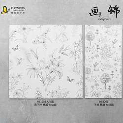 Authentic Foshan Swallow Brick Retro French Black and White Tiles Bathroom 600X1200 Tiles Flower Tiles Flower Tiles Flower Tiles