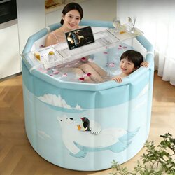Installation-Free Folding Household Bath Bucket, Bath Bucket for Children and Adults, Full-Body Bath Bucket, Swimming Bucket, Steam Bath Tub