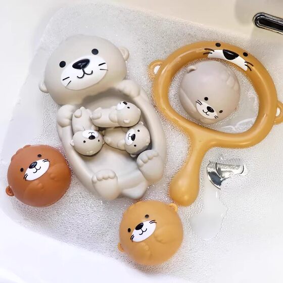 
Water toys for children's bathroom, baby's bath, shooting basket, floating animal soft glue, does not enter water, can be chewed by boys and girls