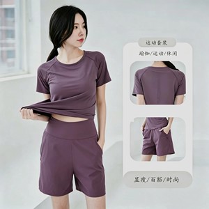 
2026 summer new style light and breathable sports women's two-piece morning running fitness yoga clothes breathable quick-drying clothes
