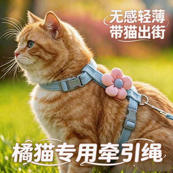 
Special kitten traction rope for orange cats, cat pet and kitten anti-breakaway harness, cat walking rope when going out