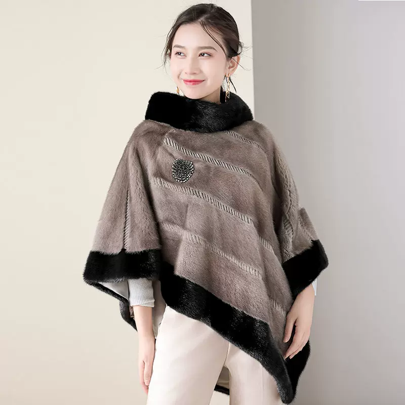 紫菀花貂皮大衣女21年新款冬季时尚立领短款整貂