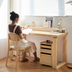 All Solid Wood Large Computer Desk, Home Study Desk, Office Desk, Gaming Desk, Double Workstation, Modern and Simple