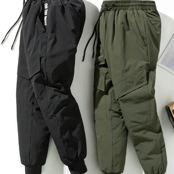 
Down pants for women, loose, high-waisted, fashionable winter thickening, warm, slim, casual workwear, outdoor cotton pants