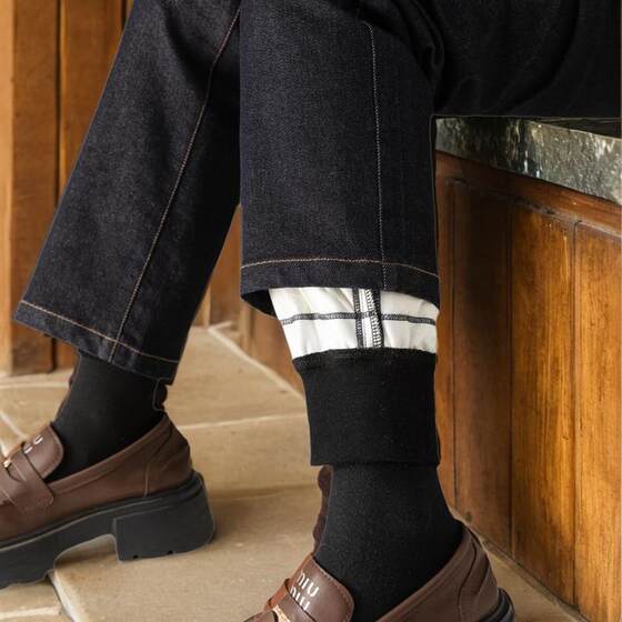 
Zhengzhou White Duck Down Denim Down Pants Women's Winter Outerwear 2025 New High Waist Warm Narrow Straight Cotton Pants