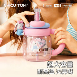 Moc Large-Capacity Straw Water Cup 2026 New Model for Girls, High-Looking Tritan Plastic Big Belly Cup for Office
