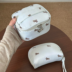 Cute Puppy Portable Makeup Bag for Women, New Style, Portable Travel, Simple Korean-Style Cosmetics and Toiletries Storage Bag