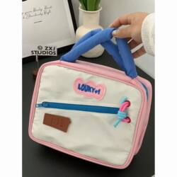 2025 New Cute Color-Blocked Large-Capacity Girls' Cosmetic Bag, Toiletries Storage Bag, Portable Travel Bag, Versatile for Outings