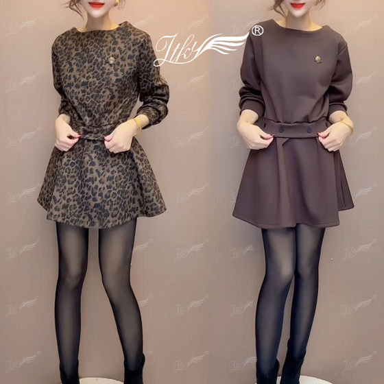 
Korean trendy personality slim and stylish mid-length skirt 2025 winter new high-waisted mid-length dress for women