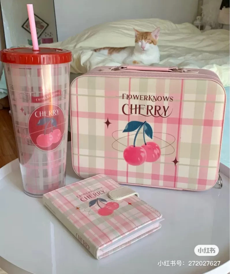 花知晓周边花神镜子樱桃派对红色手持爱心镜子化妆箱礼盒