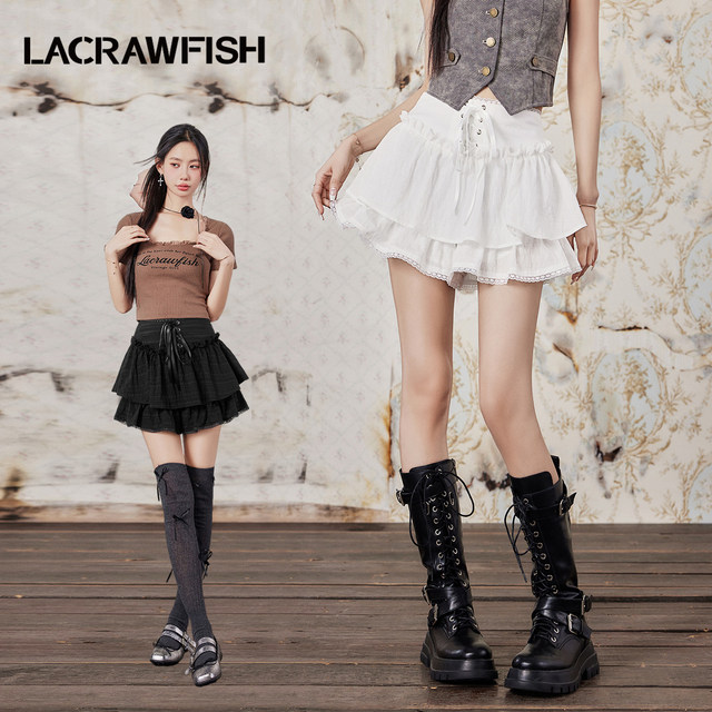 LA CRAWFISH Princess Style Fairy Skirt Sweet Lace Lace Lace Lace All-match Short Skirt Cake Skirt