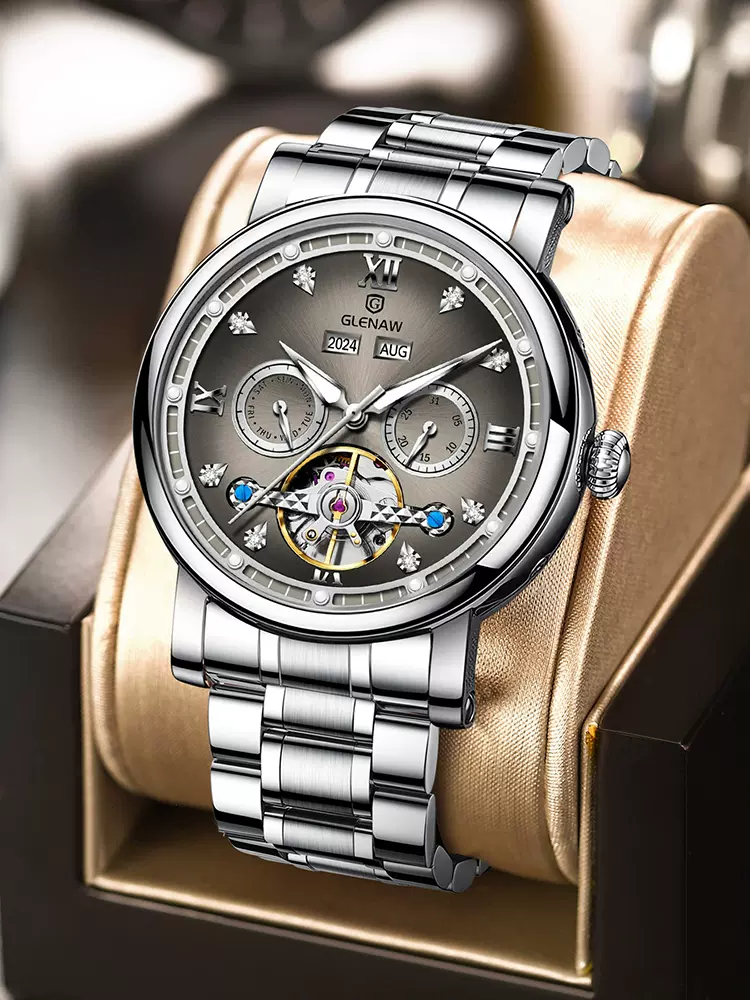 格伦2024新款手表男士万年历全自动机械表夜光个性潮流男腕表爆款