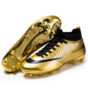 
Spot cross-border gold-plated soccer shoes for men's high-top children's ag long nails tf broken nails grass competition training