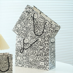 Cute Cartoon Birthday Gift Packaging Gift Bag New Style Portable ins White Cardboard Bag Durable Storage Shopping Bag