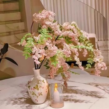 
High-quality Sophora japonica artificial flowers, realistic artificial flower decorations, high-end Sophora japonica flowers, retro living room dining table, wedding large branch floral arrangements