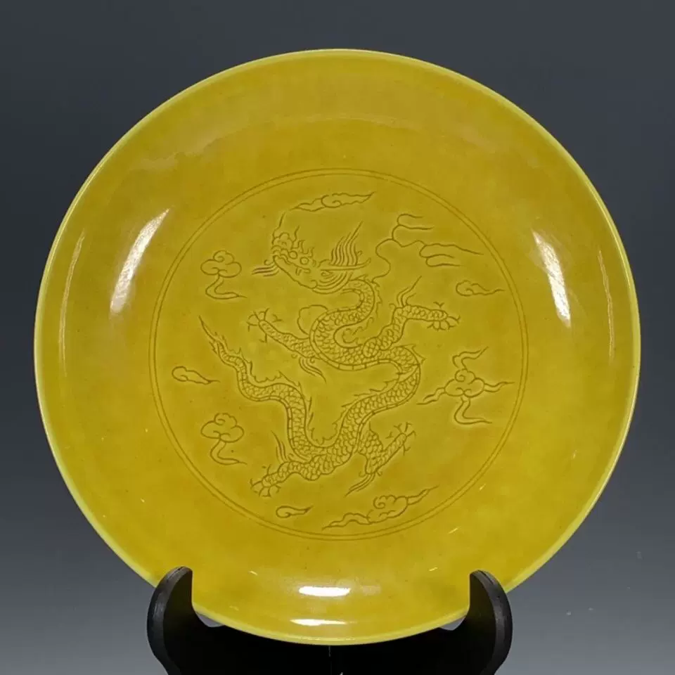☆中国古董古玩☆明時代大明弘治年制銘黄釉高足杯（大明弘治手工