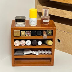 Lipstick Cosmetics Storage Box Desktop Solid Wood Multi-Layer Skin Care Product Storage Rack Eye Shadow Perfume Display Display Shelf