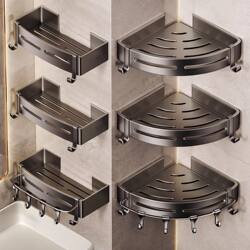 No-Drill Bathroom Shelf for Hanging Towels, Wall-Mounted Corner Basket for Bathroom, Shower Gel Storage Rack