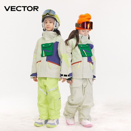 Vector Kids スキーウェア - 厚手で暖かい冬の雪遊び用ウェア