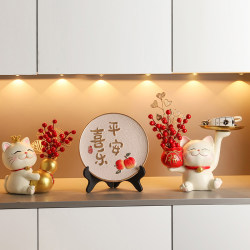 Tv Cabinet Decorative Ornaments, Living Room Light Luxury High-End Lucky Cat, Housewarming Gift, Complete Set of Entrance Hall Supplies