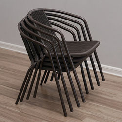 Outdoor Chair with Rattan-Like Backrest, Outdoor Balcony Leisure Three-Piece Set, Courtyard Chess and Card Chair, Small Coffee Table, Table and Chair Set