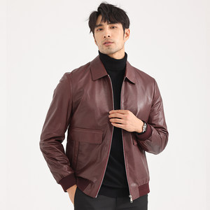 
Haining Men's New Genuine Leather Jacket Autumn Lapel Uncoated First Layer Cow Leather Jacket Leather Slim Short Jacket