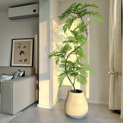 Simulated Green Plant Jacaranda Indoor Potted Plant Large Artificial Plant Fake Tree Light Luxury Living Room Decoration Floor-Standing Ornament