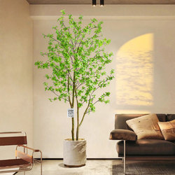 Artificial Horsewood Plant Floor-Standing Potted Plant Indoor Large-Scale Realistic Green Plant Decoration for Living Room Light Luxury Decoration Hanging Clock