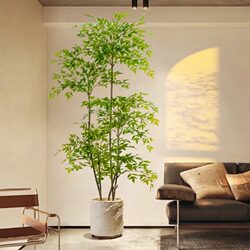 Artificial Green Plant Nandina, High-End Luxury Indoor Decoration Piece, Living Room High-End Fake Flower, Large Plant Potted Plant