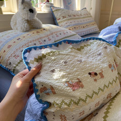 ins Fair Isle Four-Piece Pure Cotton Bedding Set, All-Cotton Duvet Cover, Bed Sheet, Quilt Cover, Fitted Sheet, Student Dormitory Three-Piece Set 4