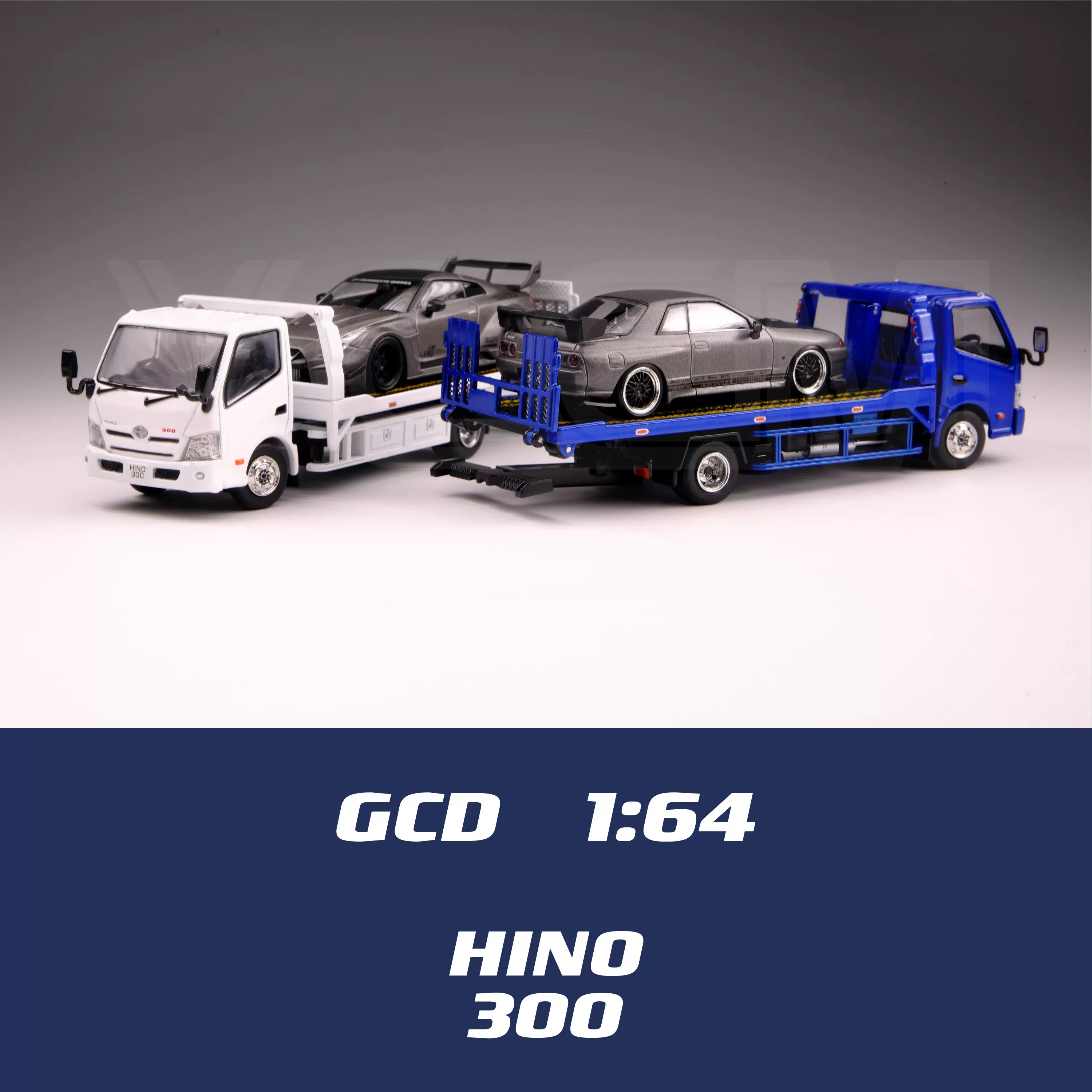 gcd日野300型道路清障車GCD 1:64工程推車仿真合金全開汽車模型-Taobao