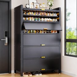 Household Steel Dust-Proof Shoe Cabinet Storage Cabinet Integrated Against the Wall at the Entrance to the Home, Multi-Layer Storage, Large Capacity Shoe Rack