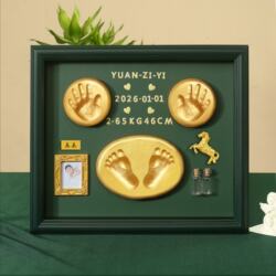 Full Moon Commemorative Hand and Footprint Baby Handprint Footprint Baby's 100 Days Hand and Footprint Clay Photo Frame Newborn Hair Gift