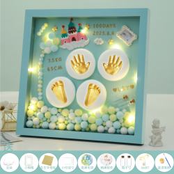 Full Moon Commemorative Hand and Footprint Ink Frame Baby Handprint Footprint Newborn Baby Hand and Footprint Hundred Days Ceremony