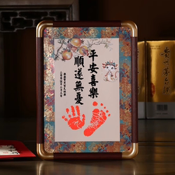 Full Moon Commemorative Hand and Footprint Clay Frame Baby Hand and Footprint Newborn 100-Day Hand and Footprint Keepsake First Birthday Hand and Footprint