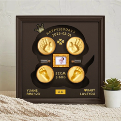 Baby Hand and Foot Print Clay Photo Frame Keepsake, Infant Hair and Umbilical Cord Collection, Full Moon Hand and Foot Prints, Hundred-Day Hand and Foot Prints