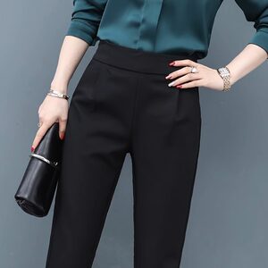 Belly cover harem pants autumn and winter side zipper suit pants high waist slimming pants 2025 new wrinkled professional women's pants