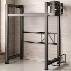 Kitchen Storage Rack, Multi-Functional Microwave Oven and Rice Cooker Rack, Retractable Countertop Oven and Air Fryer Storage Rack