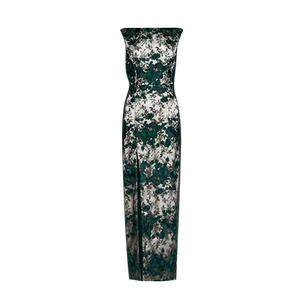Seiko Embroidery QIAOUNCHY Qiao Yunxi Emerald Green Peony Flower One-length High-waisted Dress Early Autumn